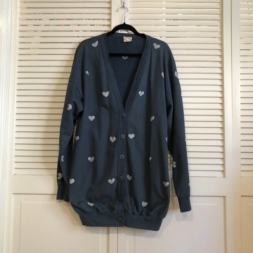 Vintage Cotton Rainbow Hearts Cardigan Sweatshirt